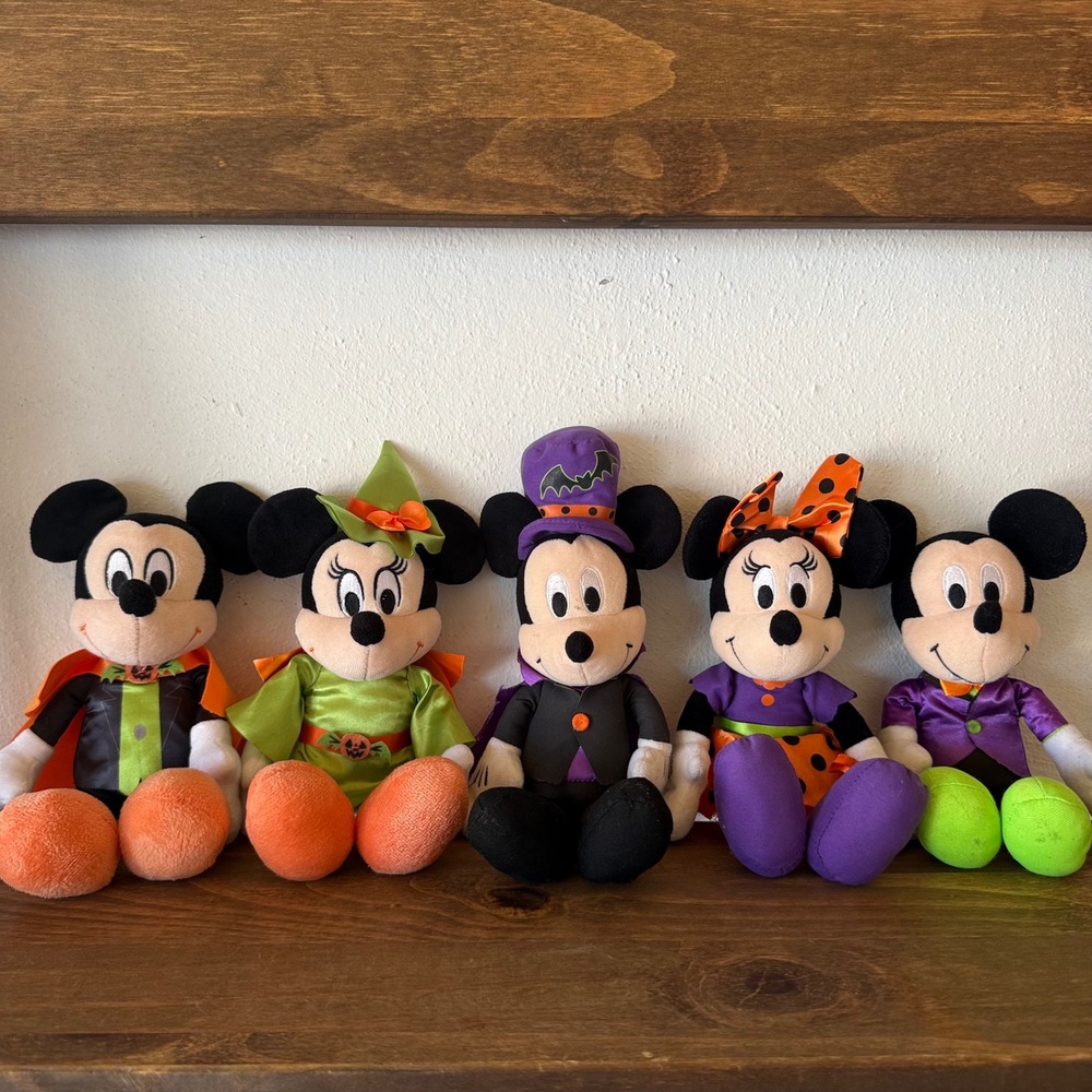 5pc Disney Mickey Minnie Mouse Halloween Plush Vampire Witch Costume Lot
